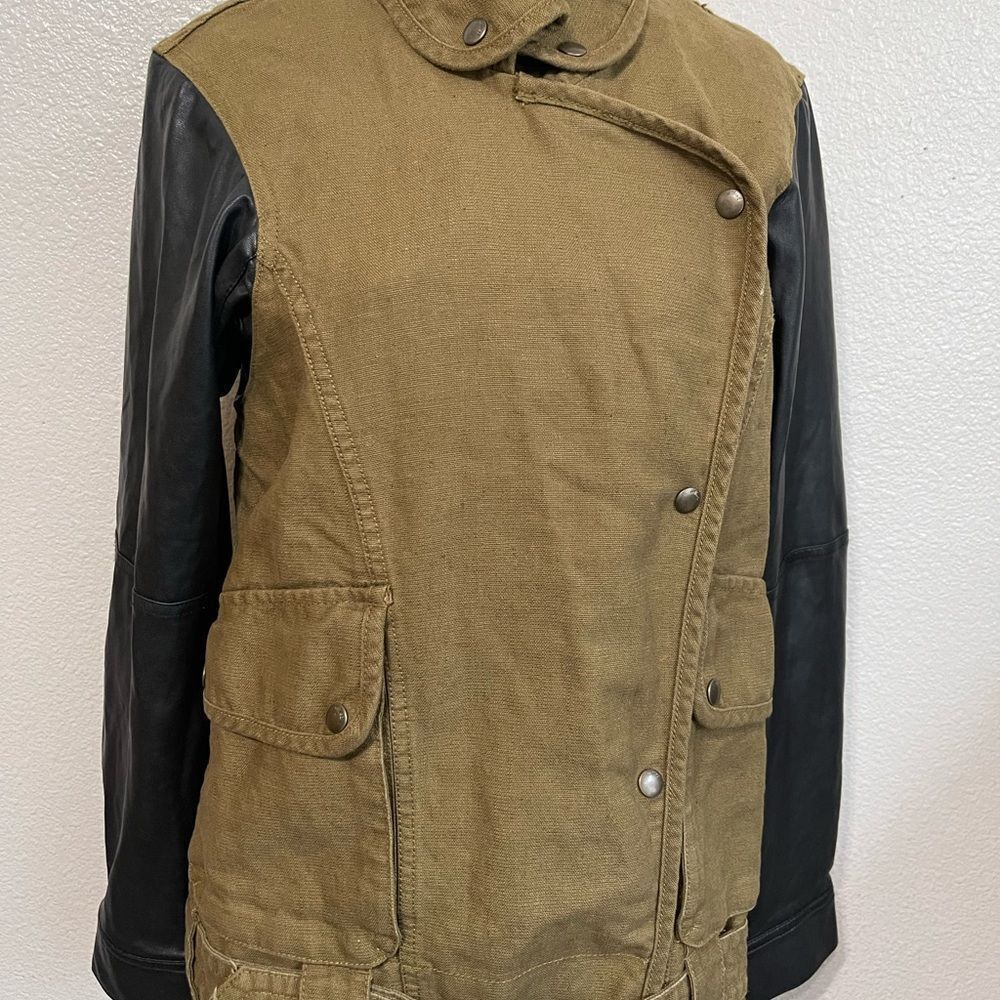 Wilfred Free Olive/Black Faux Leather Moto Jacket